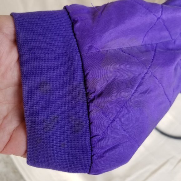 Vintage Silk Bomber Jacket- Purple Sz L - Picture 6 of 7